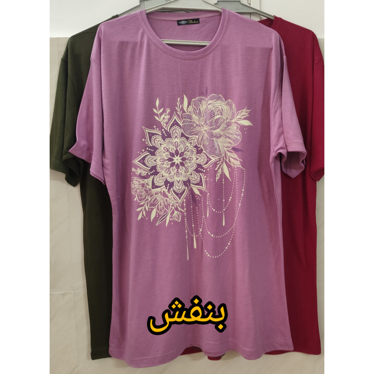 تیشرت زنانه سایز بزرگ بنفش