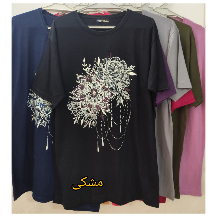 تیشرت رنگ مشکی آستین کوتاه زنانه نخپنبه