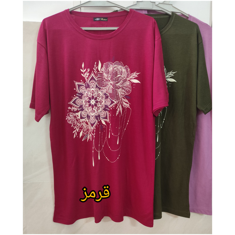 تیشرت رنگ قرمز زنانه سایز بزرگ