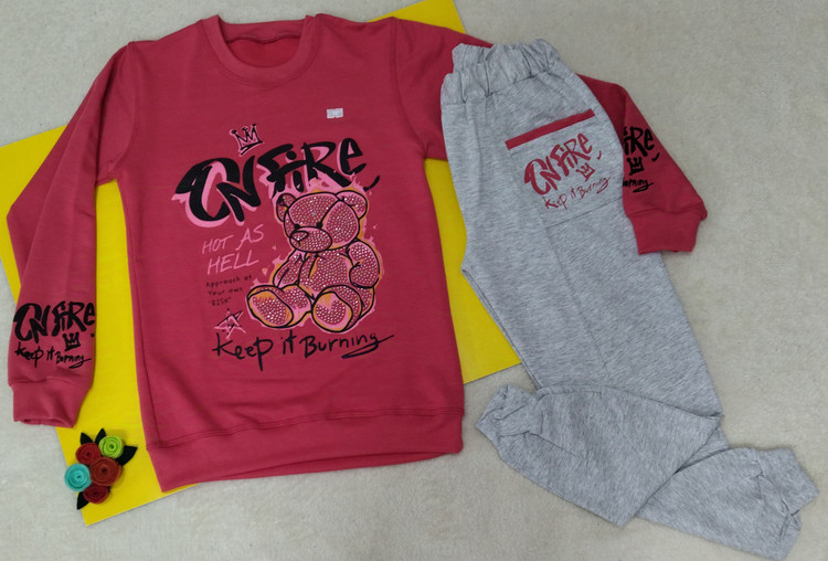 بلوز شلوار آستیندار دخترانه نخپنبه