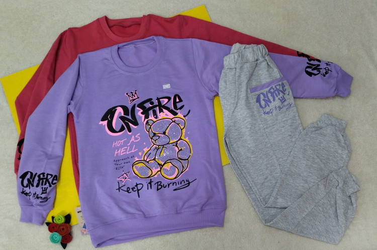 بلوز شلوار آستیندار دخترانه نخپنبه پشت دورس