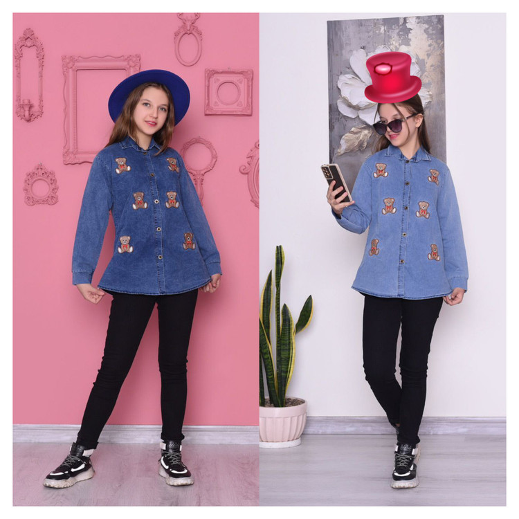 بلوز آستین دار لی دخترانه طرح تدی