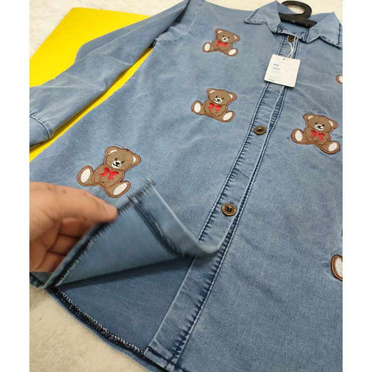 خرید بلوز آستین دار لی دخترانه طرح تدی