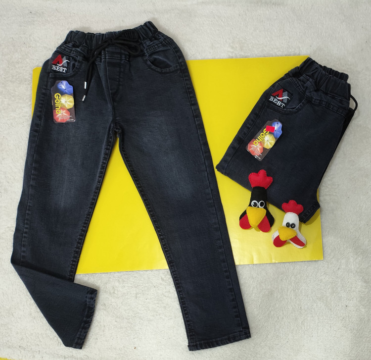 شلوار لی اسپورت پسرانه و ذخترانه کمرکش زغال سنگی