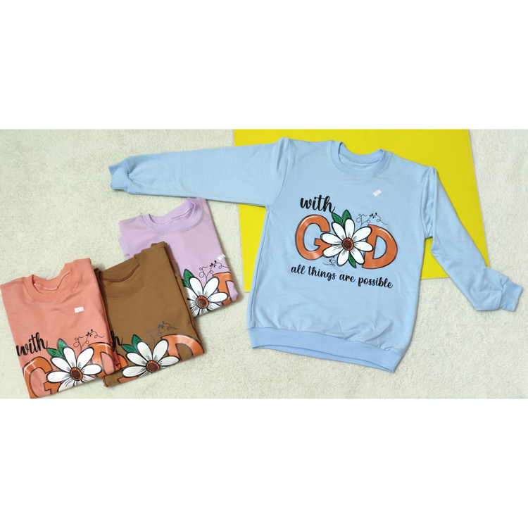 بلوز دخترانه آستین دار نخ پنبه