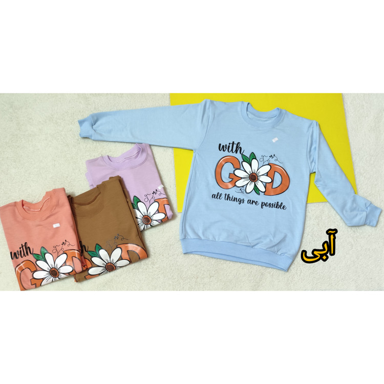 بلوز دخترانه آستین دار نخ پنبه طرح دار