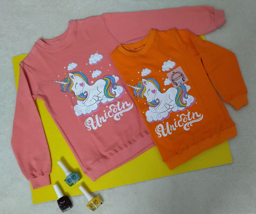 بلوز دخترانه آستین دار دورس طرح اسب تک شاخ