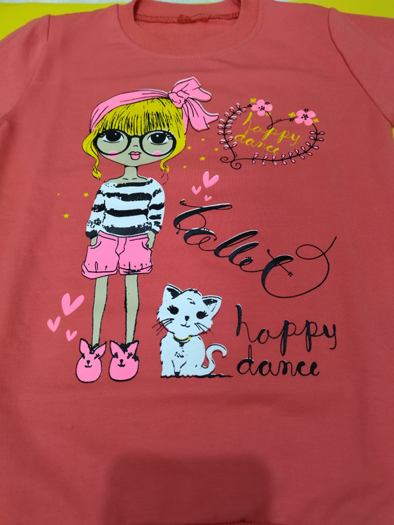 خرید بلوز دخترانه پاییزه طرح دختر دورس رنگ گلبهی