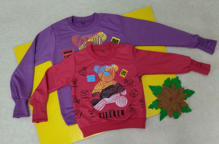 بلوز دخترانه طرح دار فینگردار پاییزه رنگ بنفش