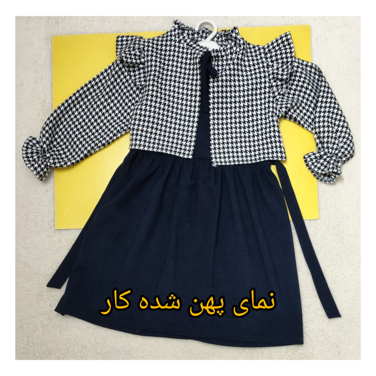 پیراهن کت سارافون دخترانه مخمل کبریتی سورمه ای