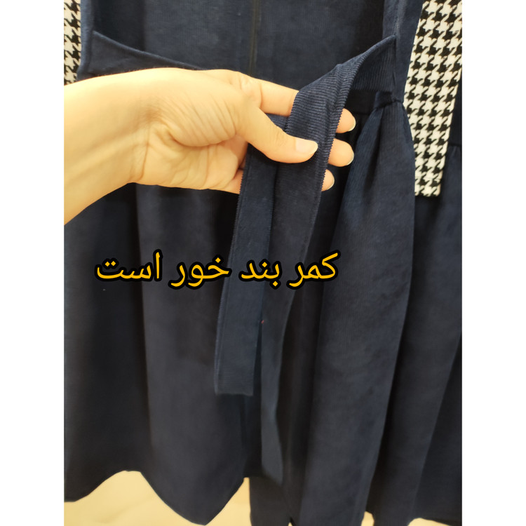 پیراهن کت سارافان دخترانه مجلسی مخمل کبریتی سورمه ای