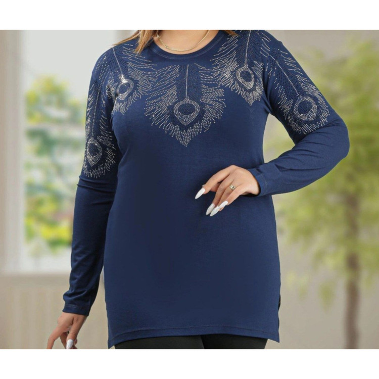 بلوز زنانه آستین بلند قواره دار سایز بزرگ نخ پنبه