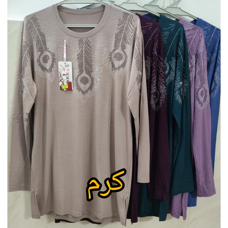 بلوز زنانه آستین بلند سایز بزرگ نخ پنبه