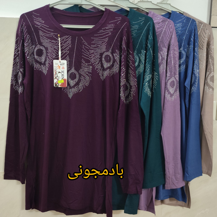 بلوز زنانه آستین بلند قواره دار نخ پنبه