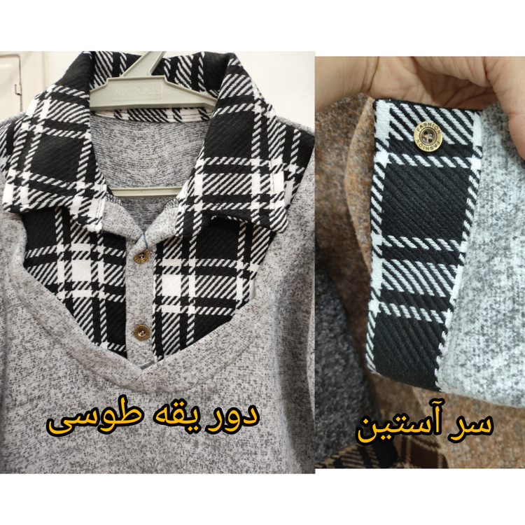 تونیک زنانه یقه دار فوتر و کشمیر گرم رنگ بندی