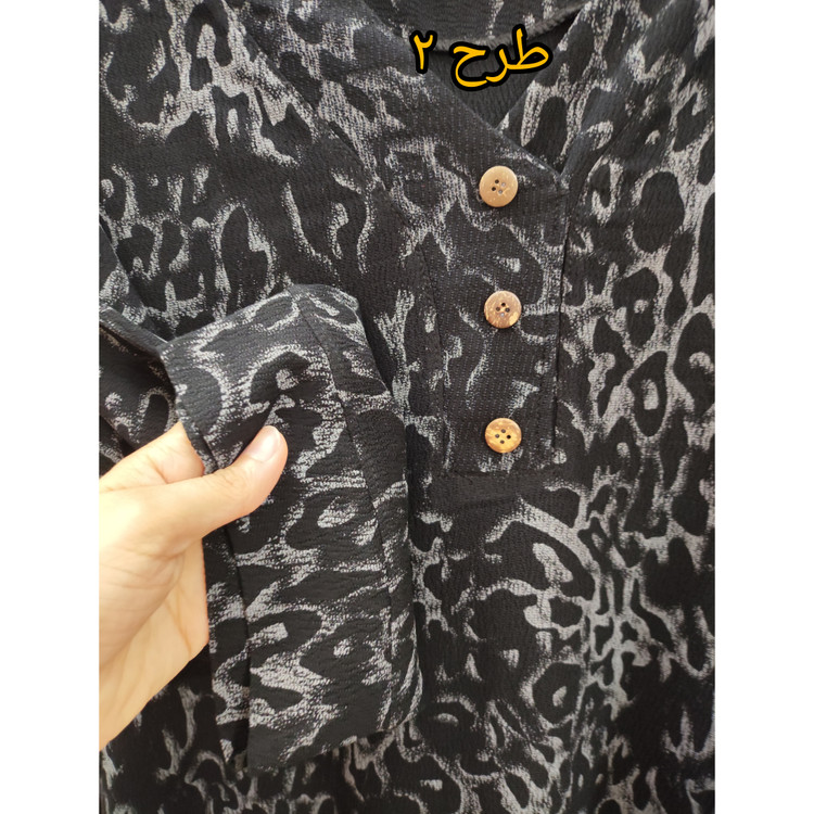 بلوز زنانه آستین سه ربع طرح دار فری سایز قواره دار