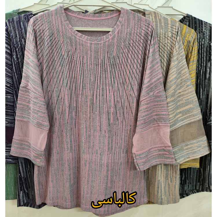 بلوز زنانه آستین سه ربع رنگ کالباسی