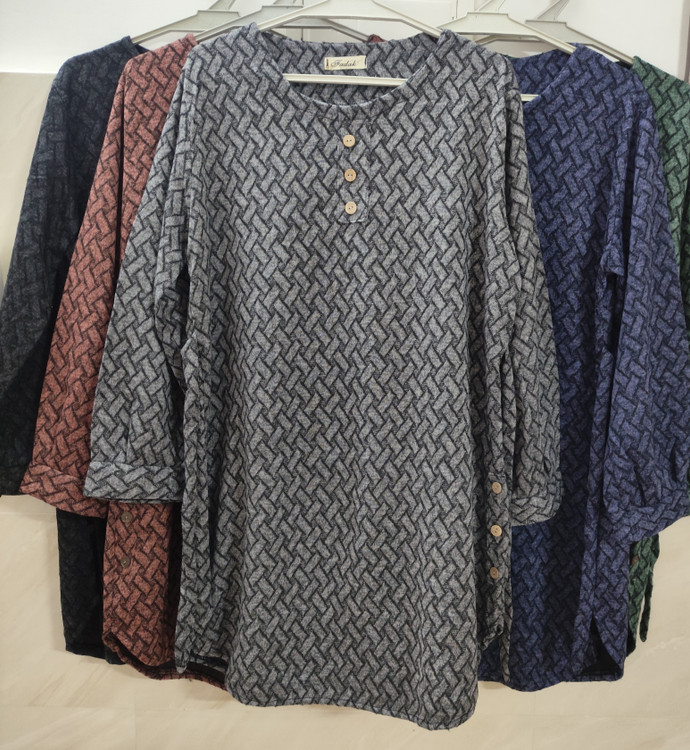 خرید تونیک زنانه گرم آستین بلند رنگ طوسی