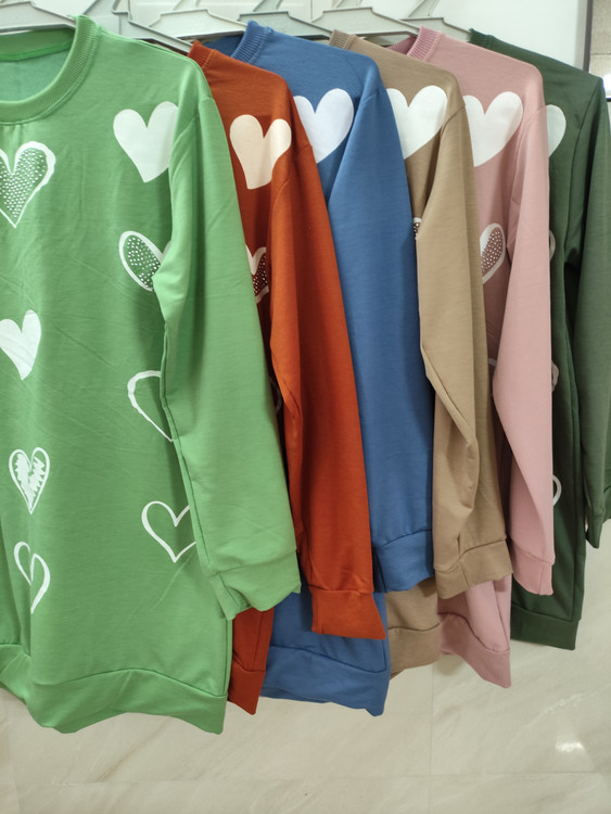 خرید تونیک زنانه آستین بلند طرح قلب