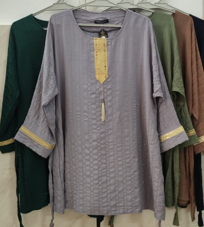 تونیک زنانه آستین سه ربع قواره بزرگ رنگ طوسی