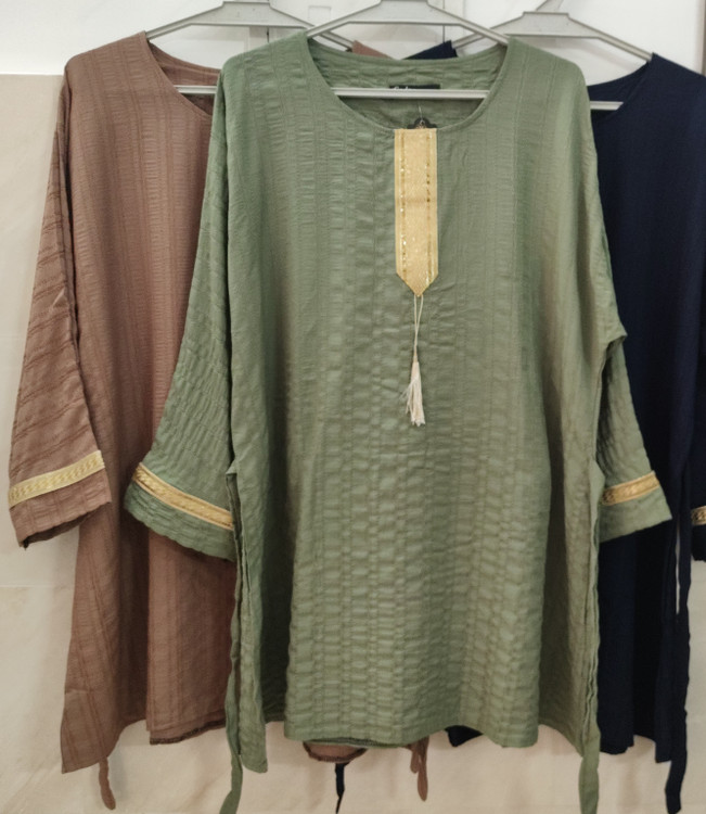 تونیک زنانه آستین سه ربع رنگ سبز روشن