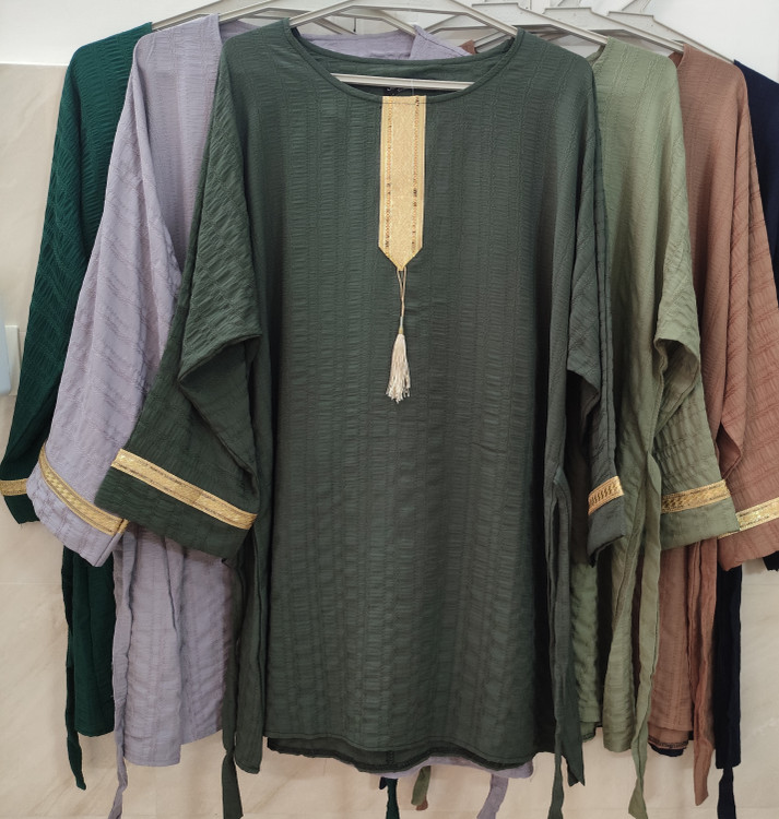 تونیک زنانه آستین سه ربع قواره دار رنگ سبز تیره