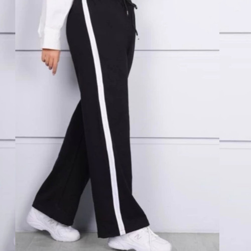 شلوار بگ خط دار زنانه راحتی و بیرون پوش جنس دورس دو نخ