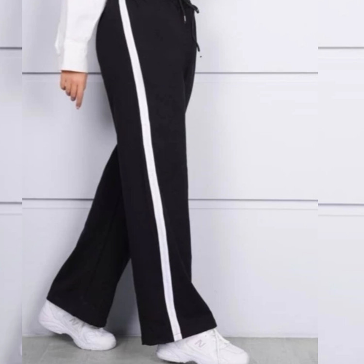 شلوار بگ خط دار زنانه راحتی و بیرون پوش جنس دورس دو نخ