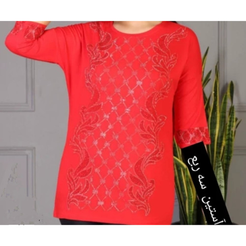 بلوز زنانه آستین سه ربع جنس نخ پنبه