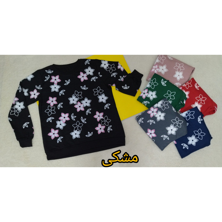 بلوز زنانه آستین بلند نخ پنبه پشت دورس مشکی