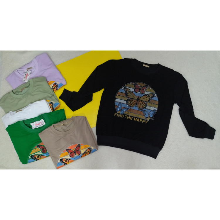 بلوز زنانه آستین بلند نخ پنبه فری سایز