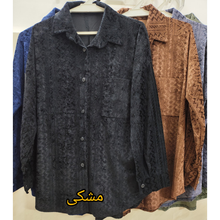 مانتو زنانه پاییزه فری سایز جنس مخمل برجسته رنگ مشکی