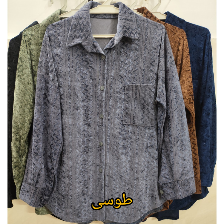 خرید مانتو زنانه پاییزه فری سایز جنس مخمل برجسته