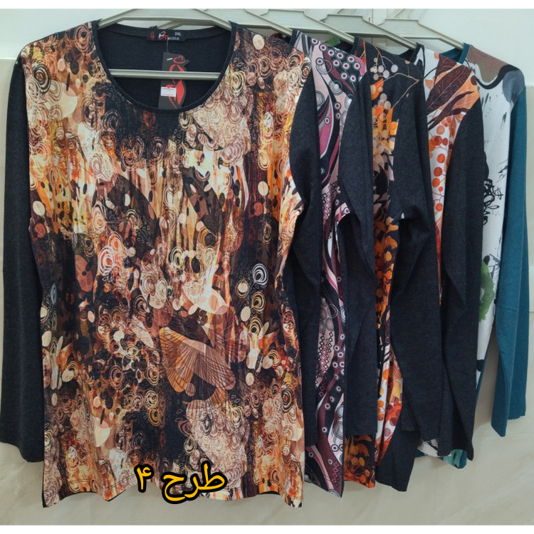 بلوز موهر زنانه طرحدار سایز دو و سه ایکس لارج