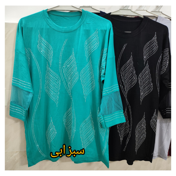 خرید بلوز زنانه آستین سه ربع نخپنبه استین تور