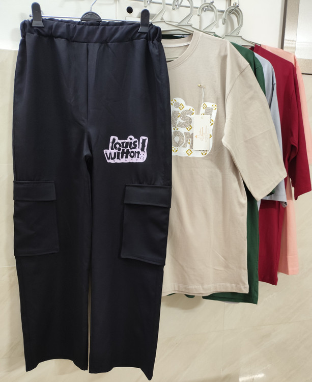 بلوز شلوار ست زنانه قواره بزرگ رنگ سبز