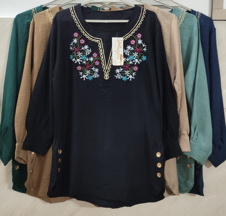 تونیک زنانه فری سایز قواره دار جنس صوفیا یقه گرد