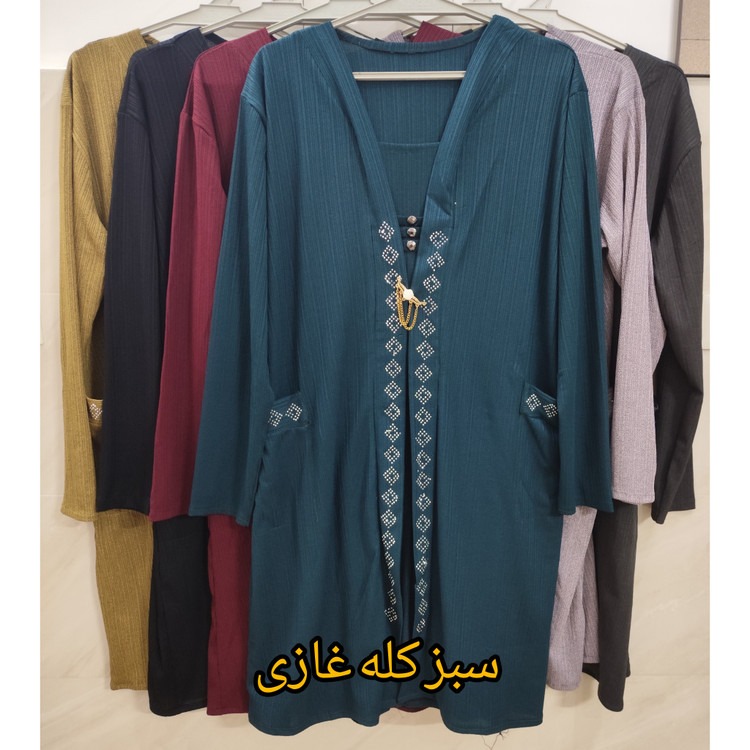 تونیک زنانه جیب دار رنگ سبز کله غازی سایز بزرگ