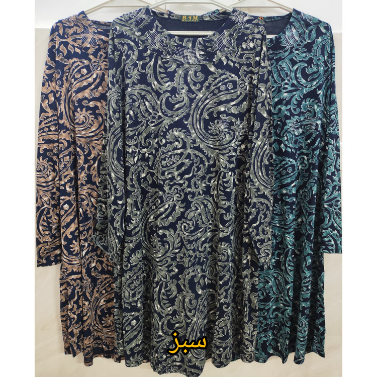 تونیک زنانه طرح دار سایز خیلی خیلی بزرگ جنس نخ پنبه