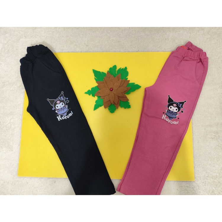 شلوار راحتی کمرکش دخترانه طرح کرومی جنس نخ پنبه