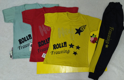 تیشرت شلوار دخترانه نخپنبه طرح ستاره