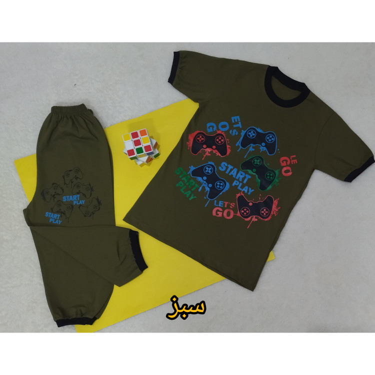 خرید تیشرت شلوارک ست پسرانه رنگ سبز