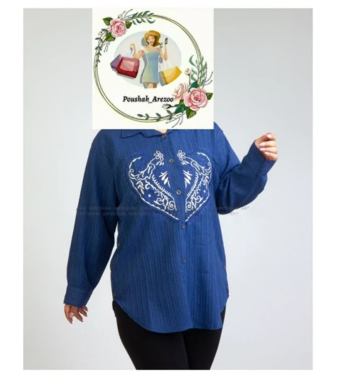 مانتو زنانه گلدوزی شده آستین مچ