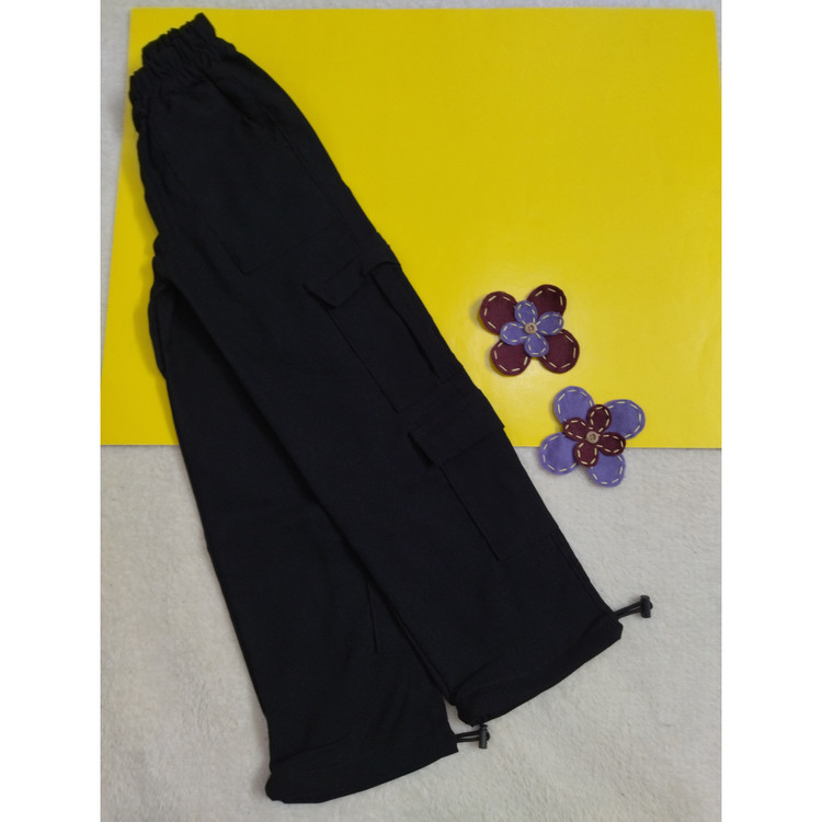 خرید شلوار کارگو دخترانه جنس بنگال مشکی