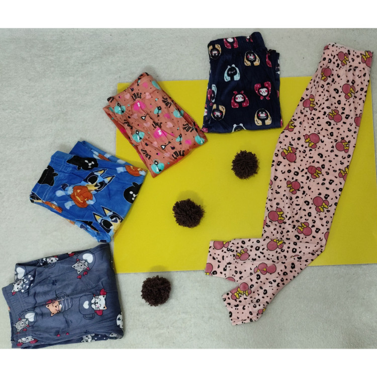 شلوار مخمل طرح دار دخترانه دمپا مچ