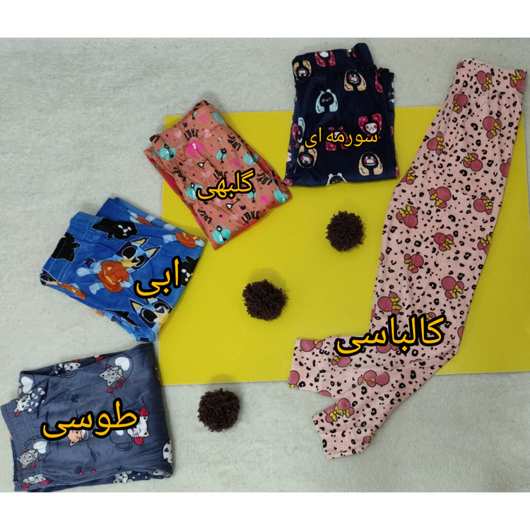 شلوار مخمل طرح دار دخترانه