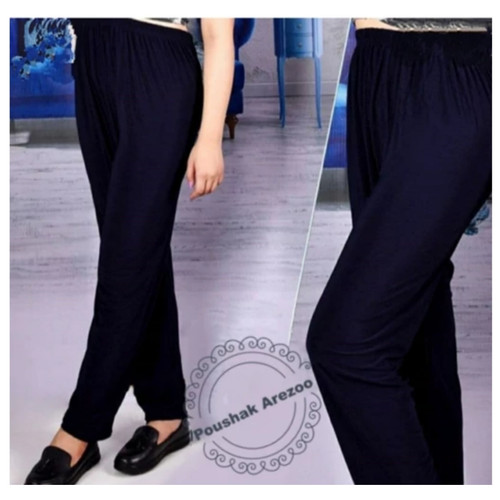 شلوار ریون زنانه قواره دار سایز بزرگ تک رنگ مشکی