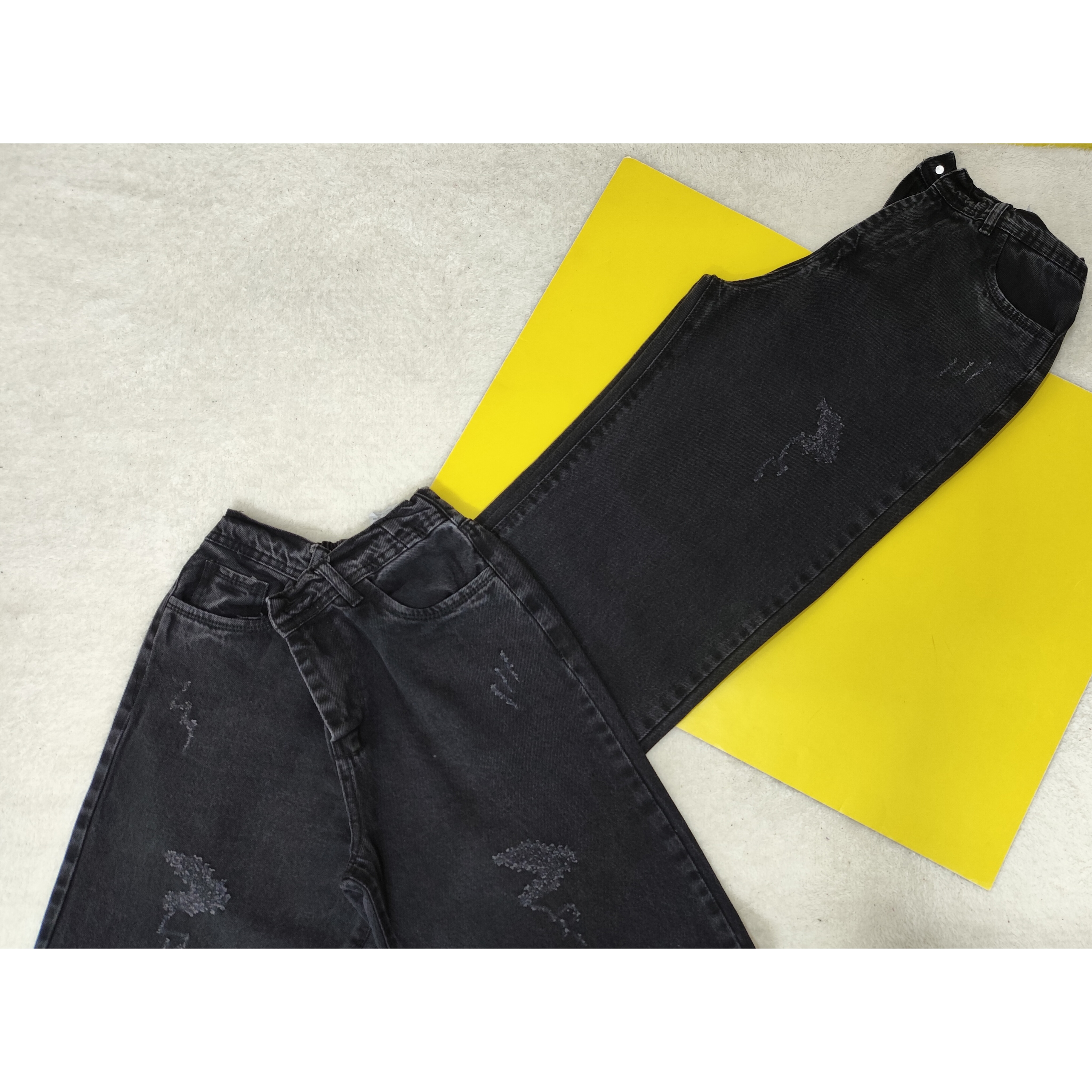 شلوار لی رنگ زغال سنگی بگ زنانه