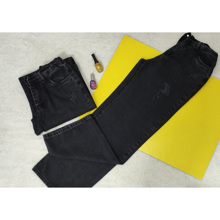 شلوار لی زنانه بگ رنگ زغال سنگی