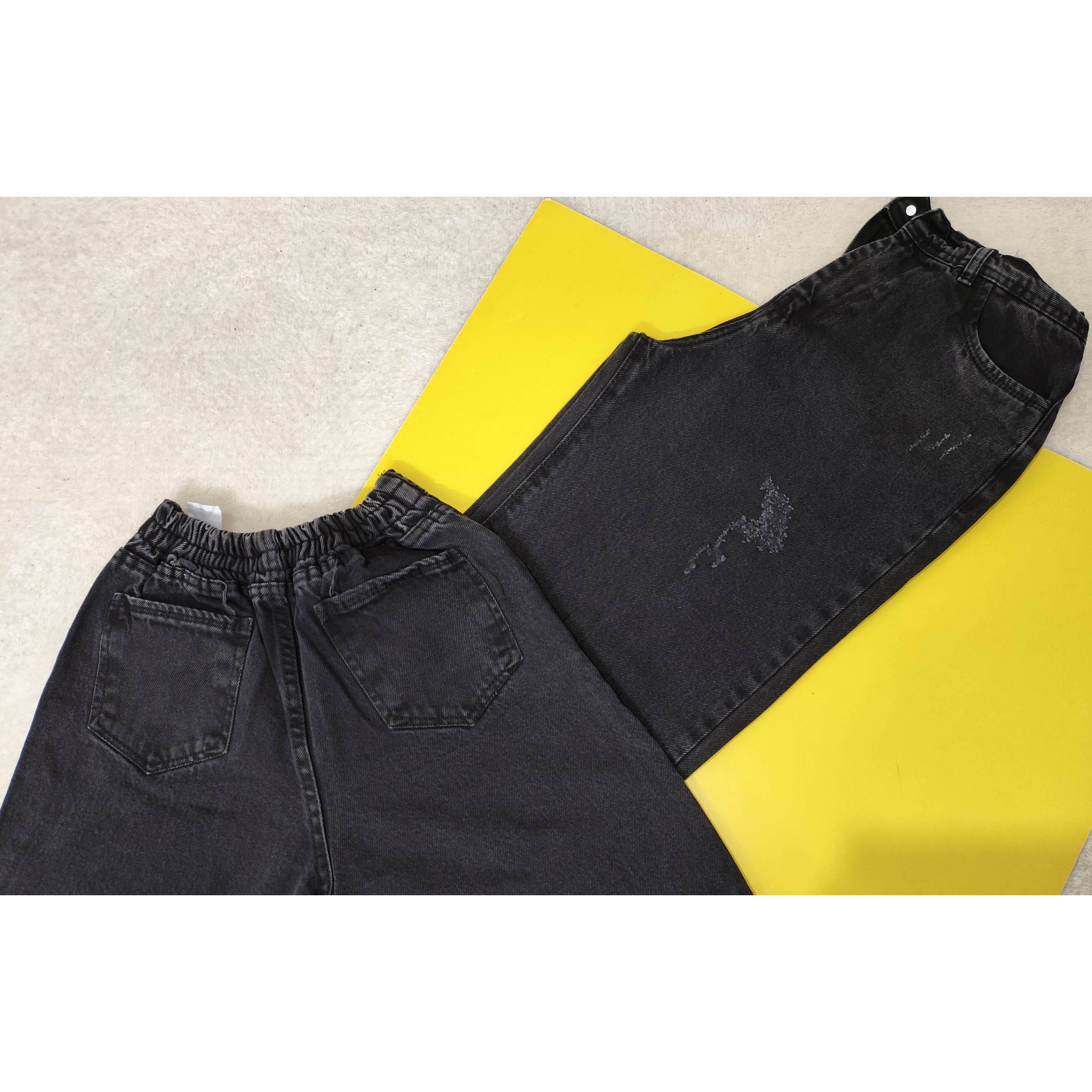 خرید شلوار لی بگ زنانه رنگ زغال سنگی